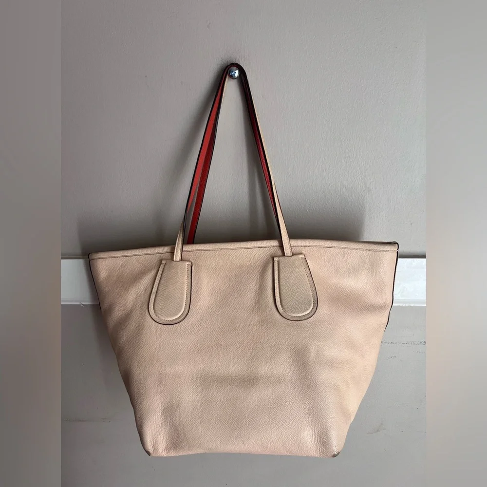 Coach Cream Tote with Red Accent